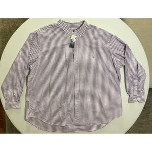 Ralph Lauren Men 3XB Big Classic Fit Gingham Button Down Shirt Purple White NEW